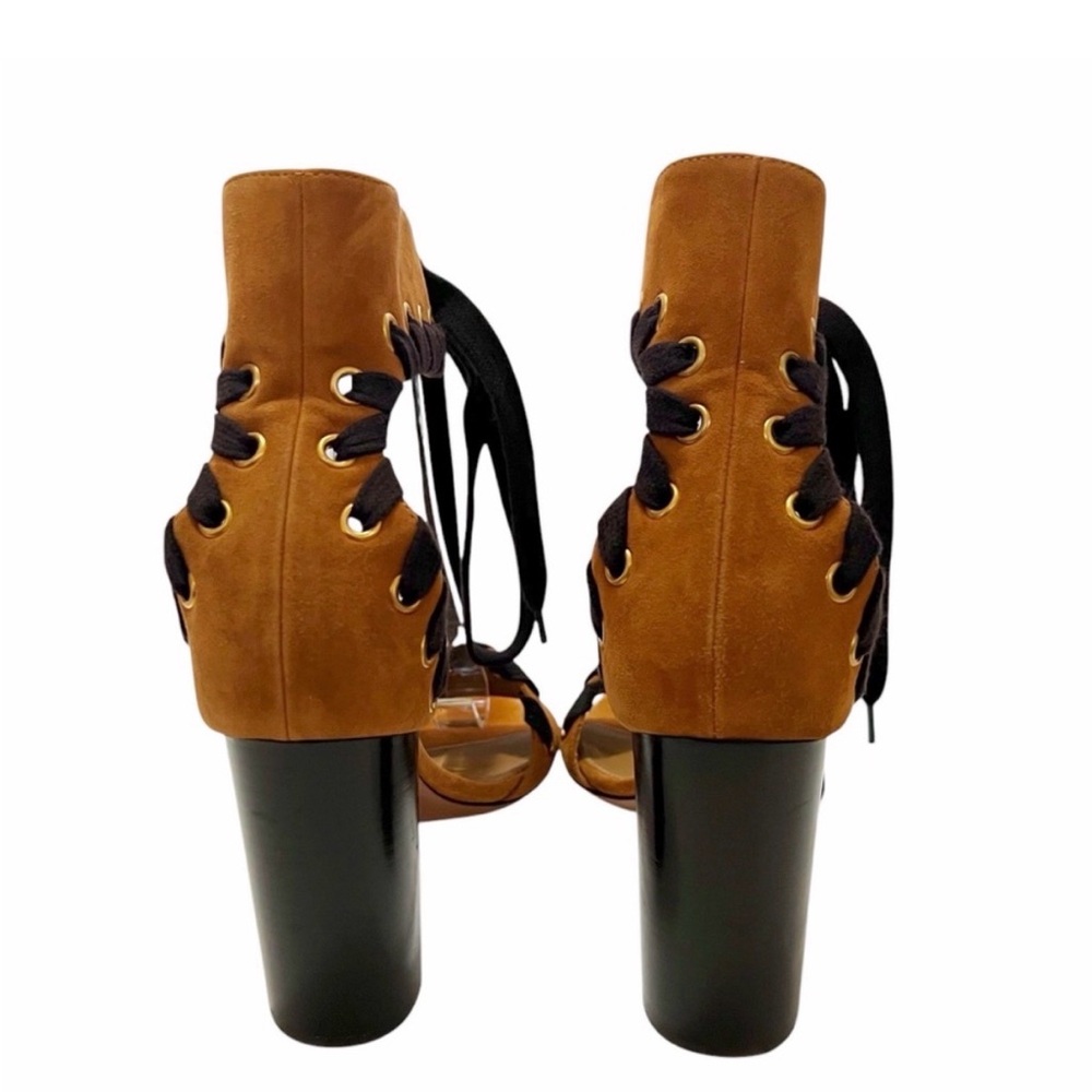 Chloe Miles Whipstitch Strap Lace-Up Suede Sandals Pumps Shoes Size 38 / 8 - Picture 3 of 8